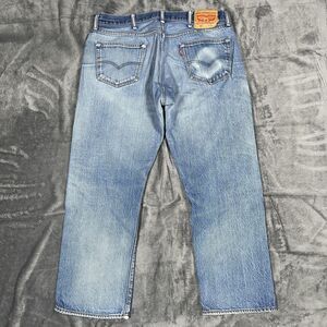 Levi's 501 Jeans Mens 34x24 Blue Straight Light Wash Distressed Button Fly